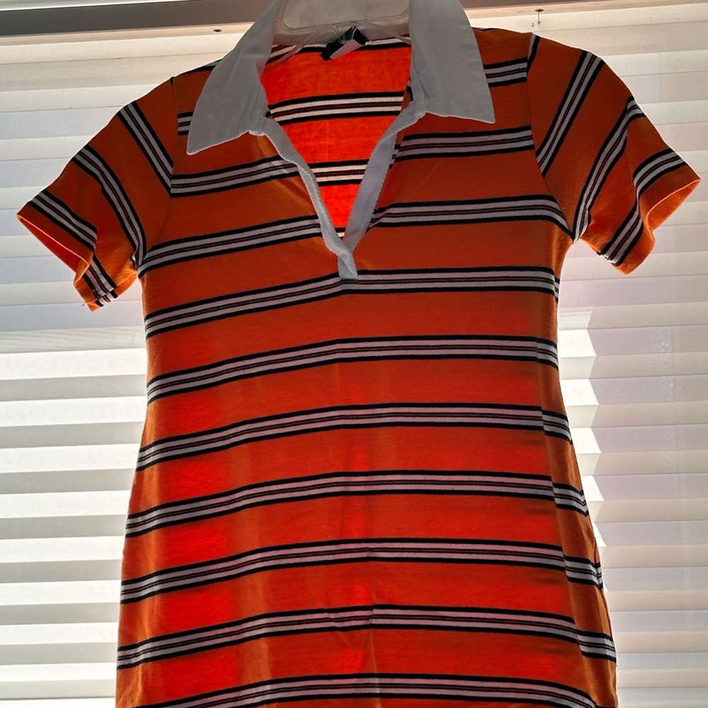 Olian Orange and White Polo Skirt with Bold Stripes